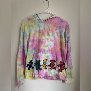 Grateful Dead Dancing Bears Tie Dye Pullover Women Small Hoodie Lightweight
